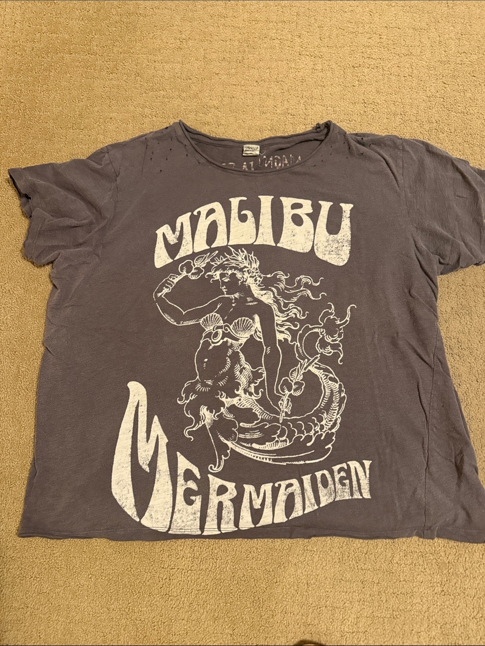 Magnolia Pearl Short-Sleeve Malibu Merman Graphic Tee in Faded Purple